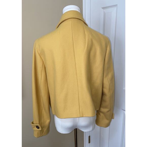 Anthropologie Cartonnier Large Mustard Wool Cropped LUISA Pea Coat Blazer - Picture 8 of 14